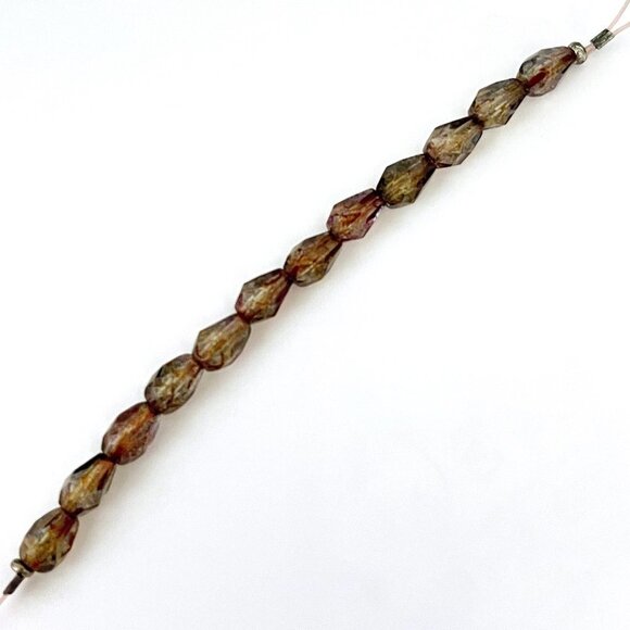 As Low as $2 Bronze Wash Lt Smokey Grey FirePolish Drop Czech Beads 7mmx5mm (12) - Picture 3 of 3